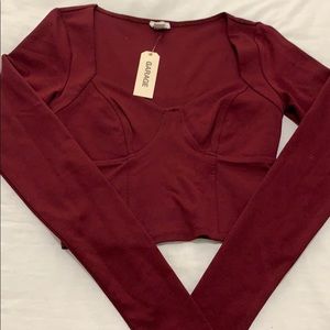 Garage bustier crop long sleeve top
